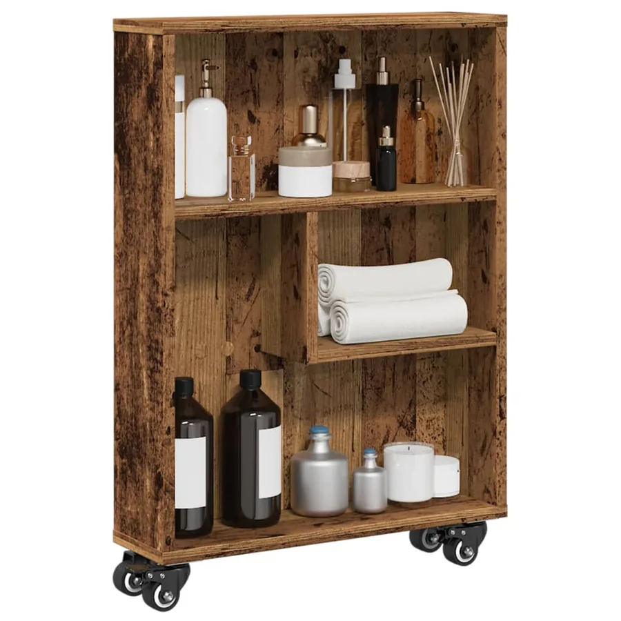 Chariot de rangement étroit vieux bois bois d'ingénierie