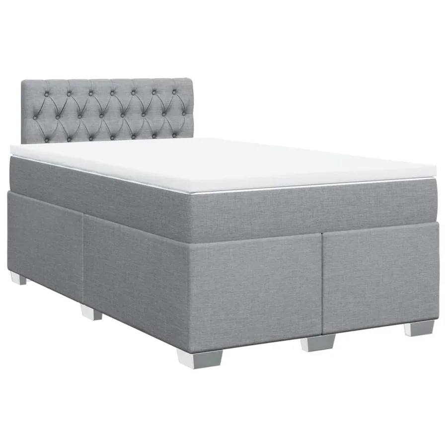 Sommier à lattes de lit et matelas gris clair 120x190 cm tissu - 3
