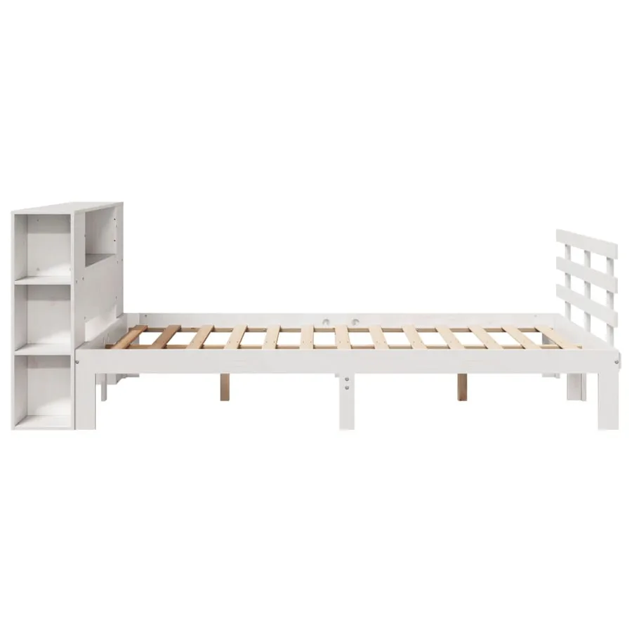 Lit bibliothèque sans matelas blanc 120x200 cm bois pin massif - 5