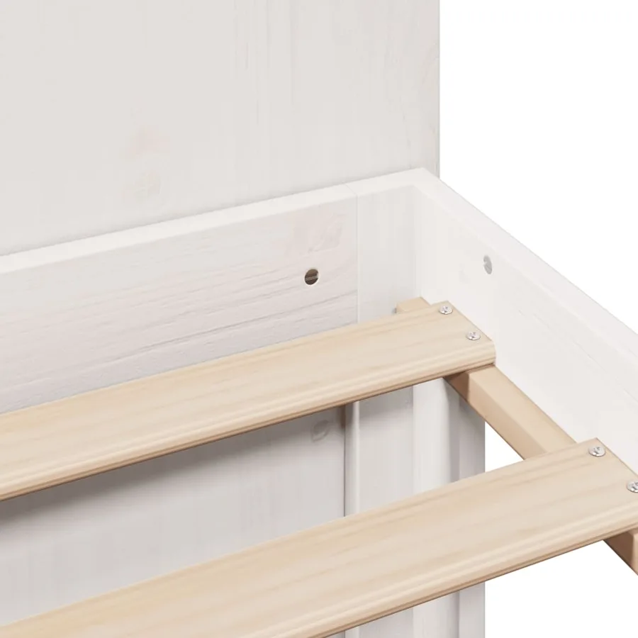 Lit bibliothèque sans matelas blanc 120x200 cm bois pin massif - 9