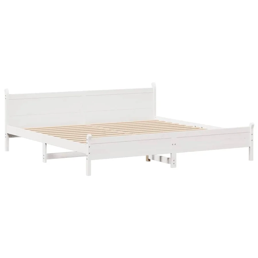 Cadre de lit sans matelas blanc 200x200 cm bois massif de pin - 5