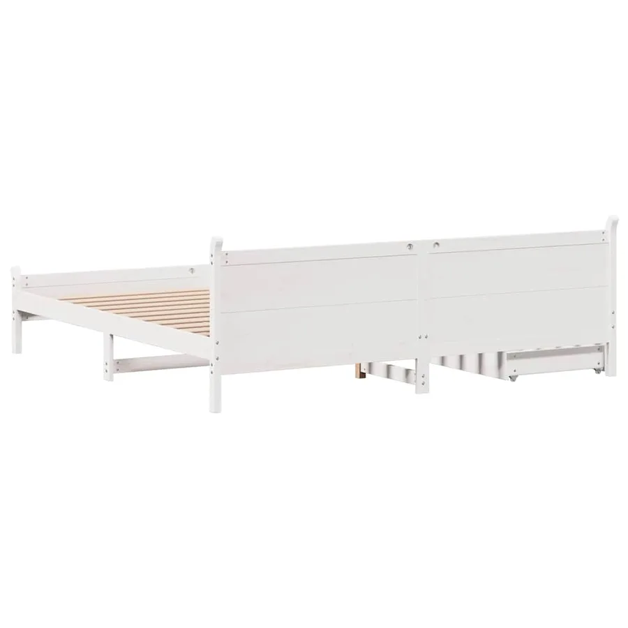 Cadre de lit sans matelas blanc 200x200 cm bois massif de pin - 8