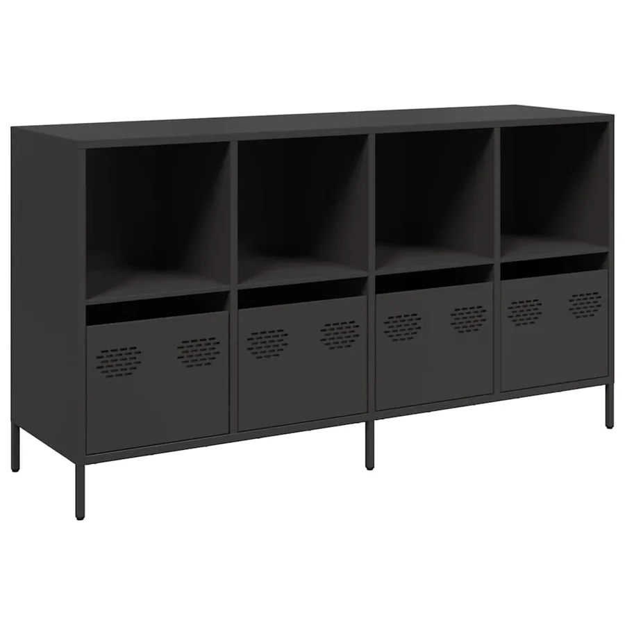 Buffet noir 135x39x73,5 cm acier laminé à froid - 2