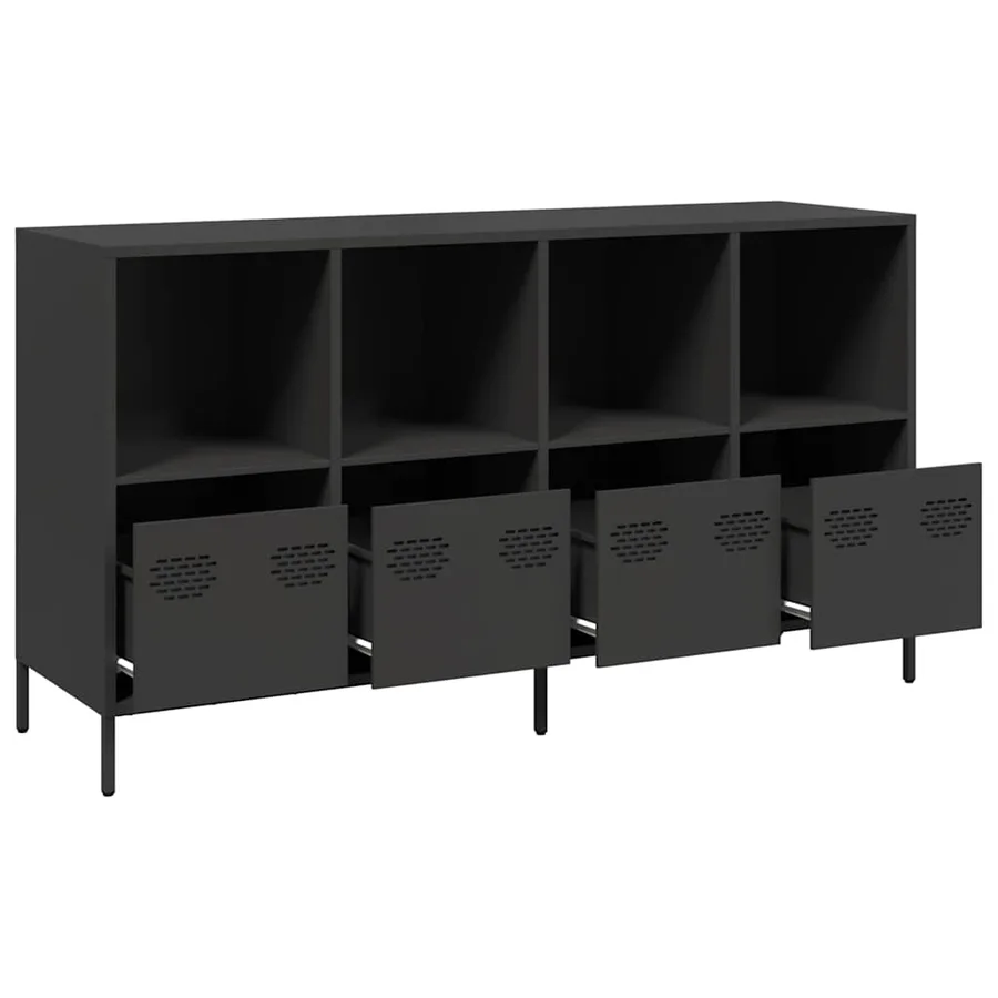 Buffet noir 135x39x73,5 cm acier laminé à froid - 4