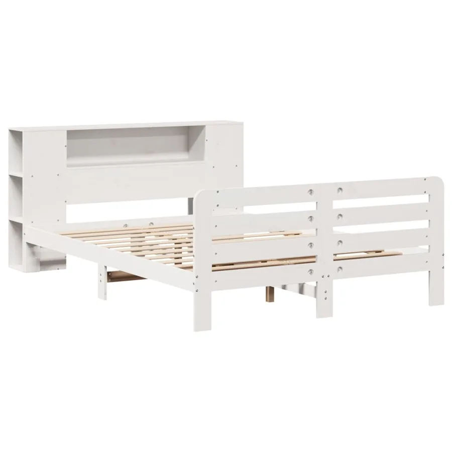 Cadre de lit sans matelas blanc 150x200 cm bois de pin massif - 3