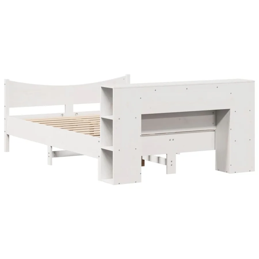 Cadre de lit sans matelas blanc 120x190 cm bois de pin massif - 8