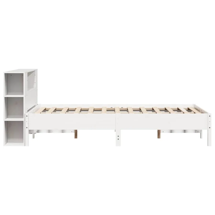Lit bibliothèque sans matelas blanc 120x190 cm bois pin massif - 5