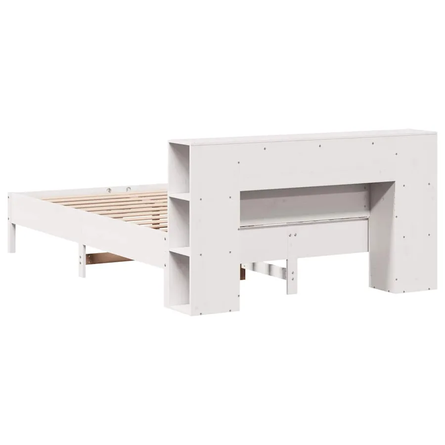 Lit bibliothèque sans matelas blanc 120x190 cm bois pin massif - 6
