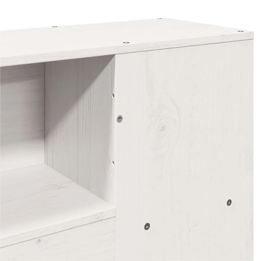 Lit bibliothèque sans matelas blanc 120x190 cm bois pin massif - 9