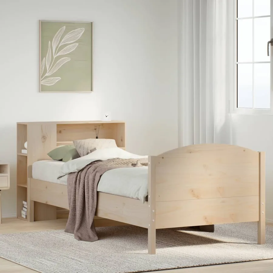 Lit bibliothèque sans matelas 75x190 cm bois de pin massif
