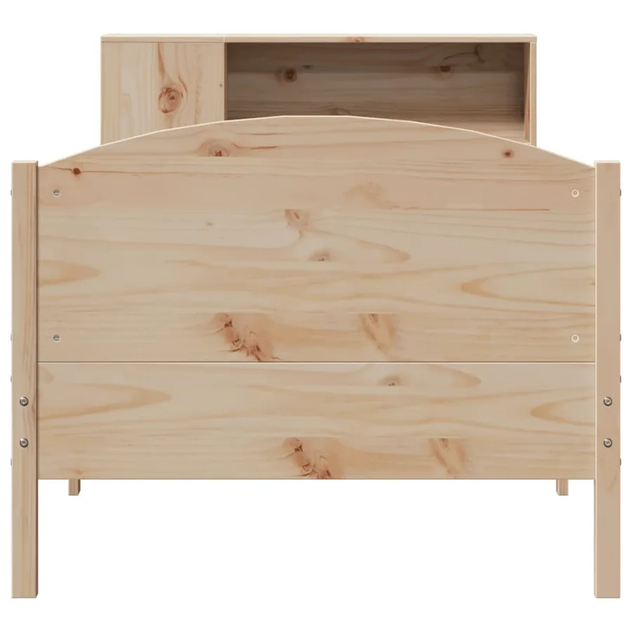 Lit bibliothèque sans matelas 75x190 cm bois de pin massif - 4