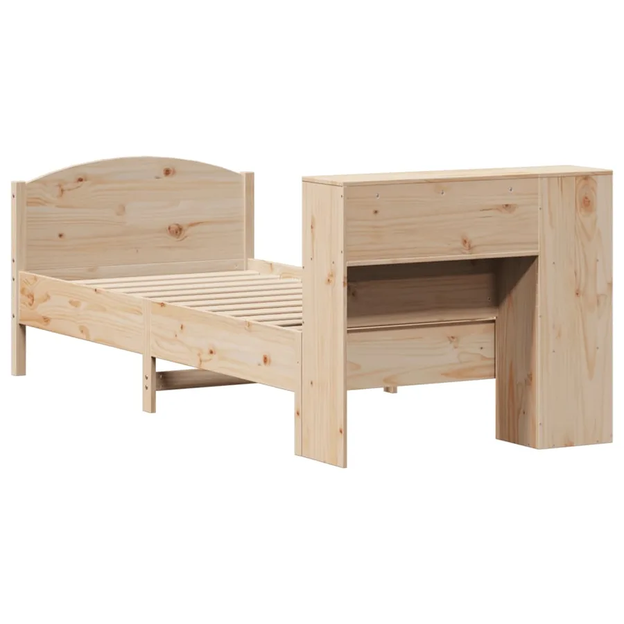 Lit bibliothèque sans matelas 75x190 cm bois de pin massif - 6