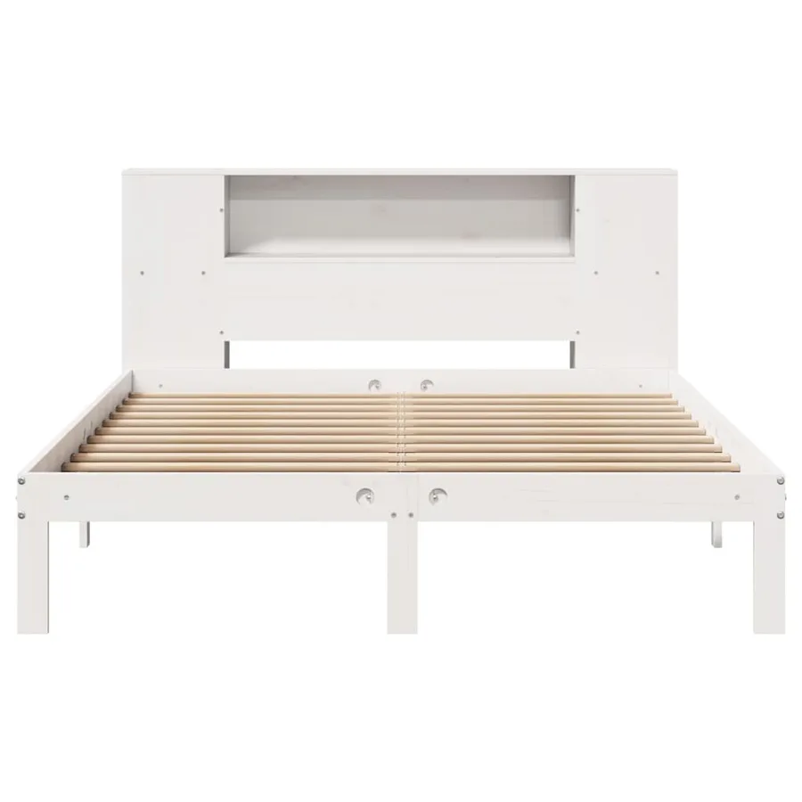 Lit bibliothèque sans matelas blanc 120x190 cm bois pin massif - 4