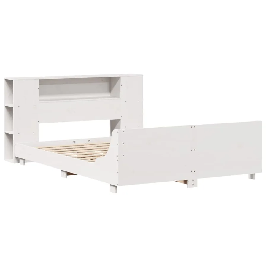 Cadre de lit sans matelas blanc 140x190 cm bois de pin massif - 3
