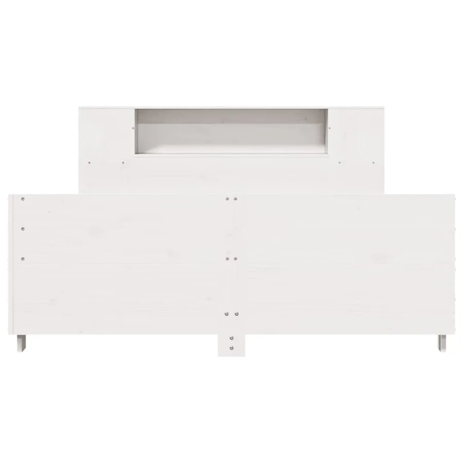 Cadre de lit sans matelas blanc 140x190 cm bois de pin massif - 4