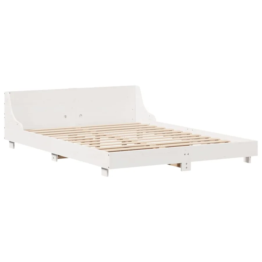 Cadre de lit sans matelas blanc 140x190 cm bois de pin massif - 5