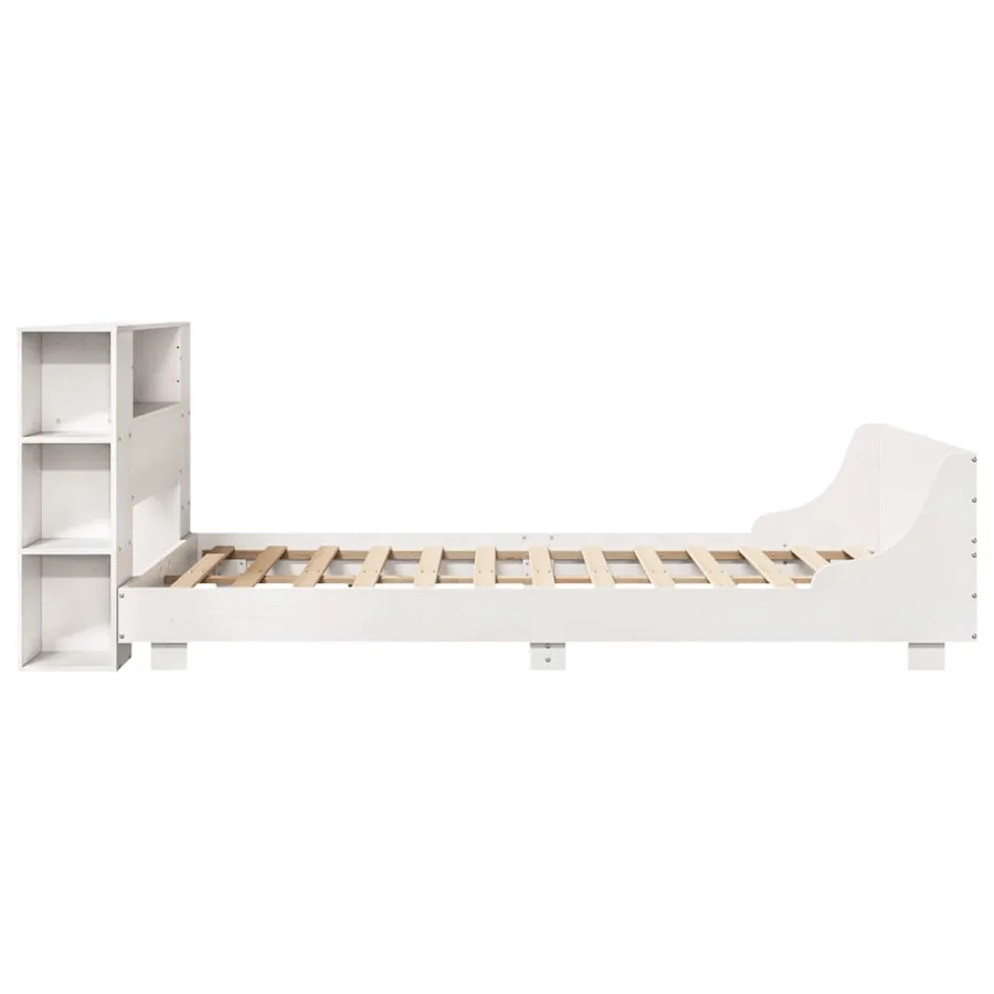 Cadre de lit sans matelas blanc 140x190 cm bois de pin massif - 7