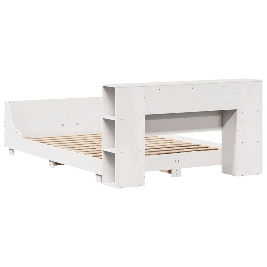 Cadre de lit sans matelas blanc 140x190 cm bois de pin massif - 8