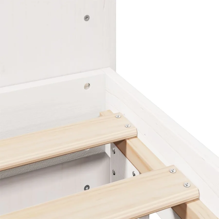 Cadre de lit sans matelas blanc 140x190 cm bois de pin massif - 9
