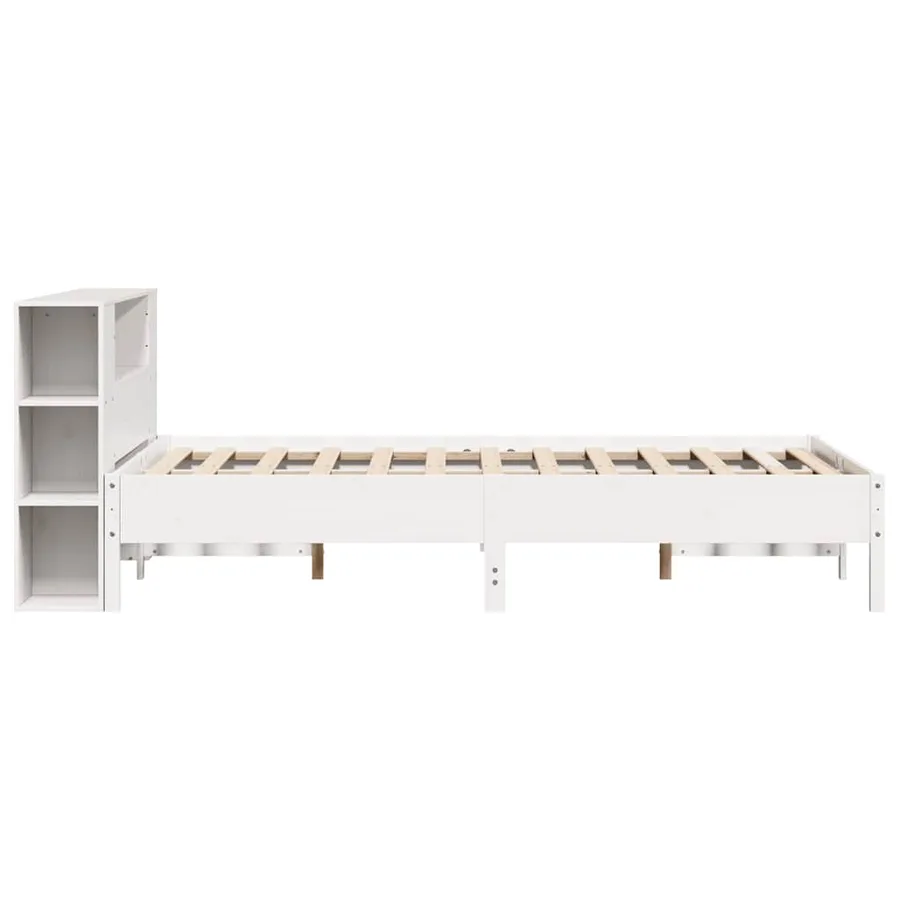 Lit bibliothèque sans matelas blanc 140x190 cm bois pin massif - 5