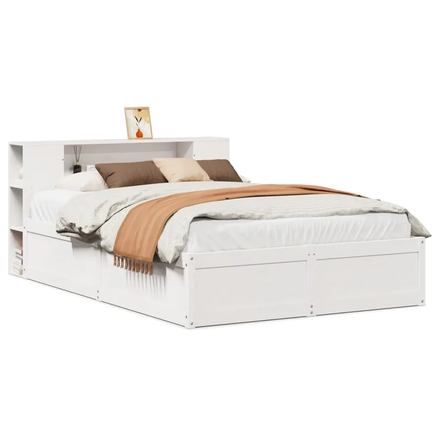 Cadre de lit sans matelas blanc 140x190 cm bois de pin massif - 2