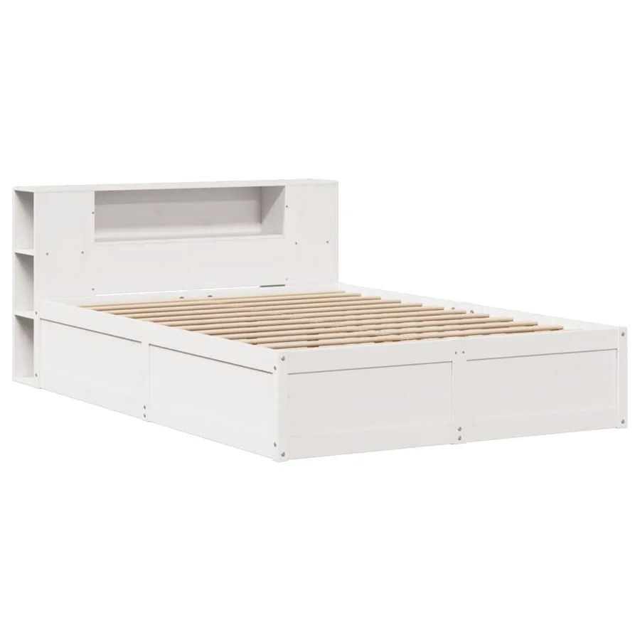 Cadre de lit sans matelas blanc 140x190 cm bois de pin massif - 3