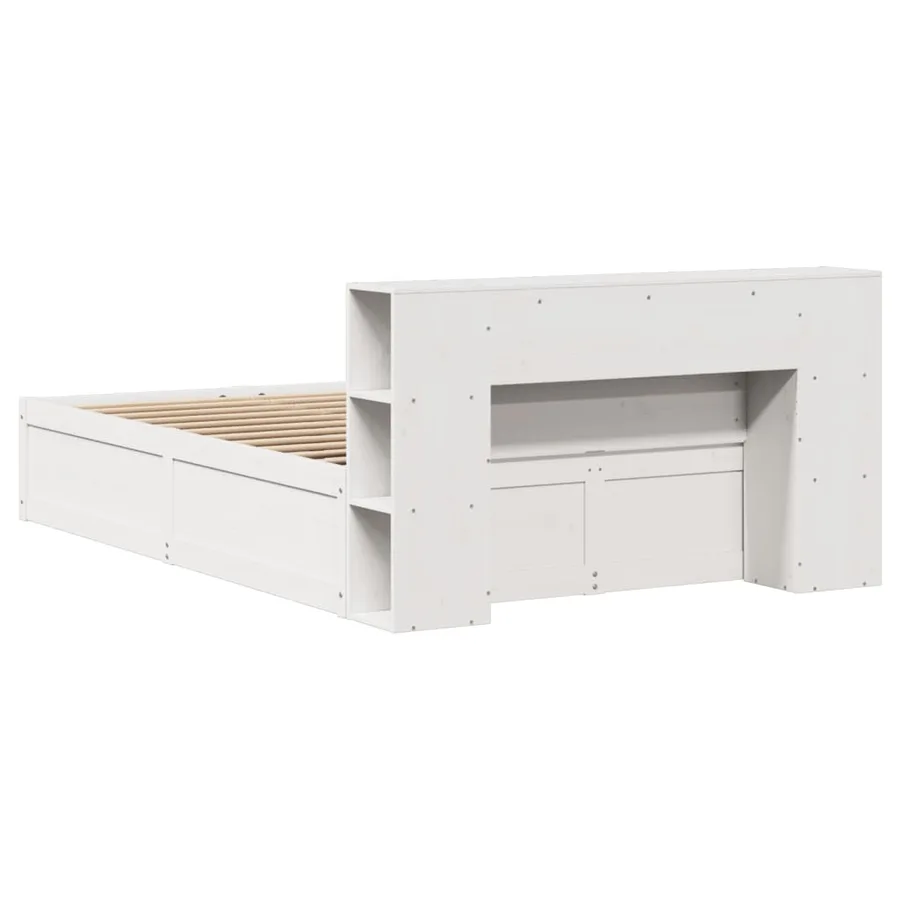 Cadre de lit sans matelas blanc 140x190 cm bois de pin massif - 7