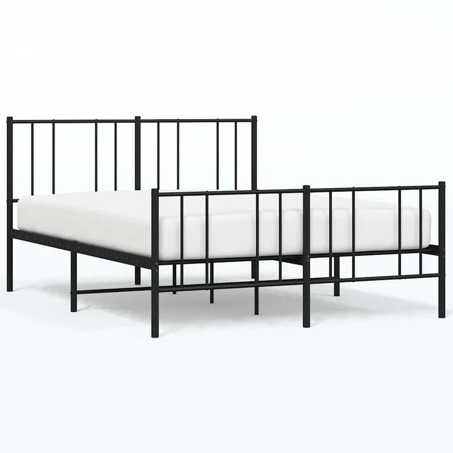 Cadre de lit métal sans matelas avec pied de lit noir 135x190cm - 2