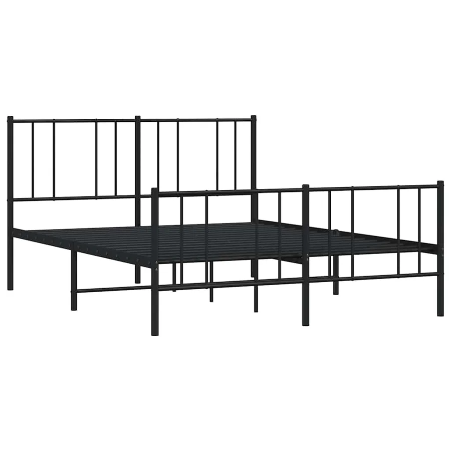 Cadre de lit métal sans matelas avec pied de lit noir 135x190cm - 4