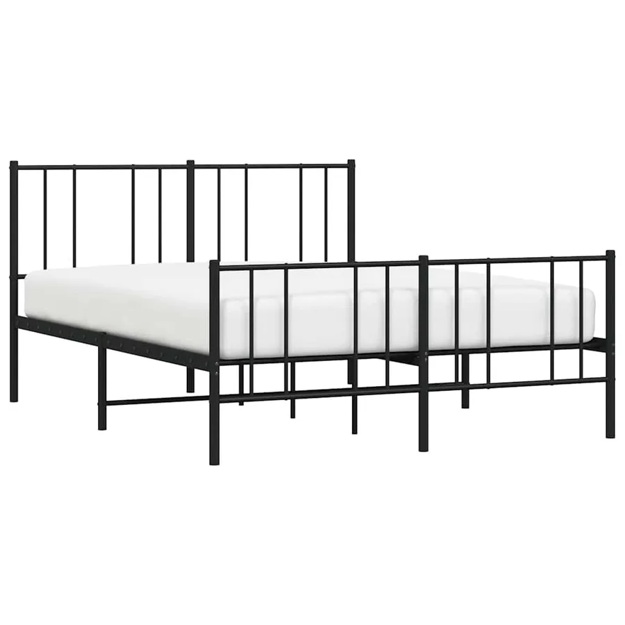 Cadre de lit métal sans matelas avec pied de lit noir 135x190cm - 5