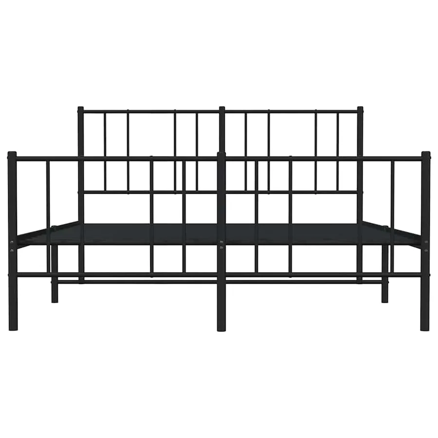 Cadre de lit métal sans matelas avec pied de lit noir 135x190cm - 6