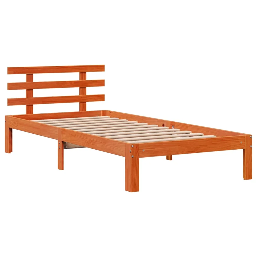 Lit bibliothèque sans matelas cire marron 100x200 cm pin massif - 8