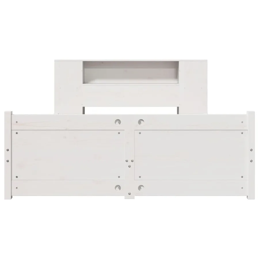 Lit bibliothèque sans matelas blanc 140x200 cm bois pin massif - 4