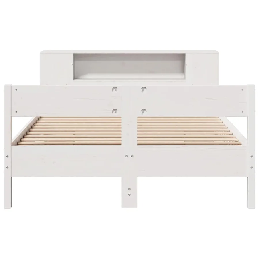 Lit bibliothèque sans matelas blanc 140x190 cm bois pin massif - 4