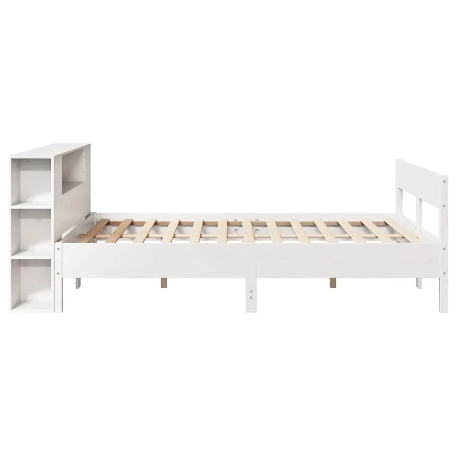 Lit bibliothèque sans matelas blanc 140x190 cm bois pin massif - 5