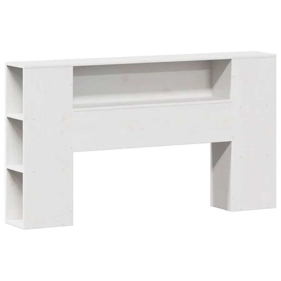 Lit bibliothèque sans matelas blanc 140x190 cm bois pin massif - 7