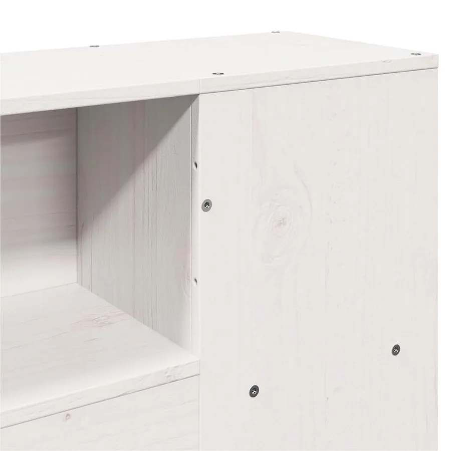 Lit bibliothèque sans matelas blanc 140x190 cm bois pin massif - 9