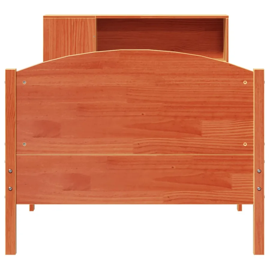 Lit bibliothèque sans matelas cire marron 100x200 cm pin massif - 4