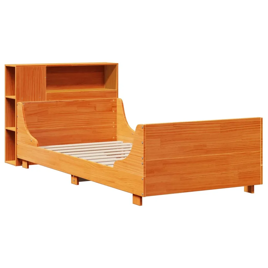 Cadre de lit sans matelas cire marron 100x200cm bois pin massif - 3