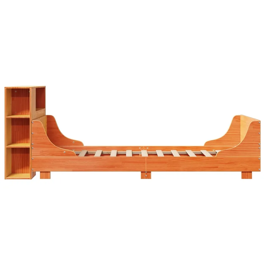 Cadre de lit sans matelas cire marron 100x200cm bois pin massif - 7