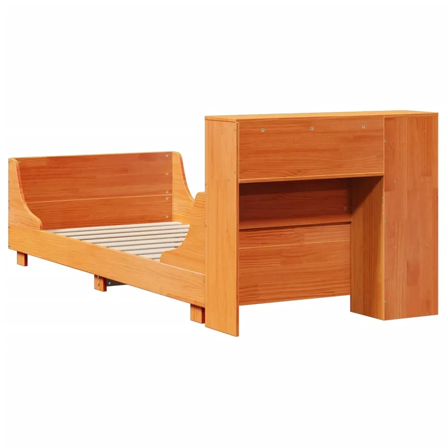 Cadre de lit sans matelas cire marron 100x200cm bois pin massif - 8