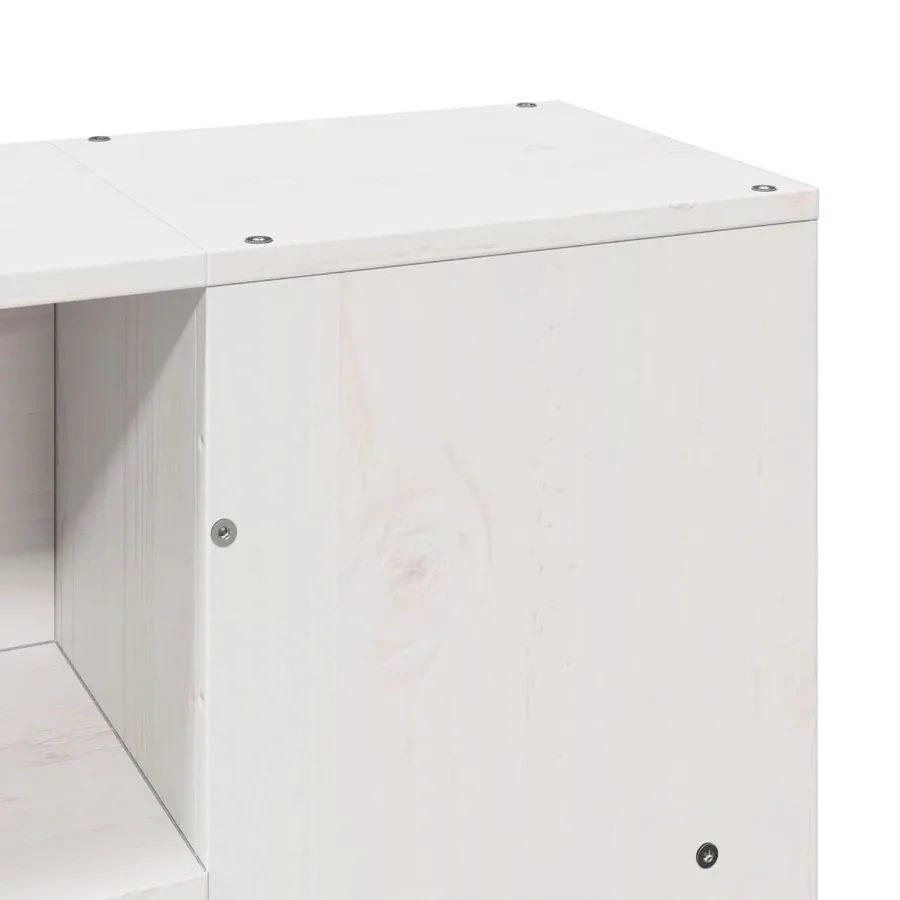 Lit bibliothèque sans matelas blanc 135x190 cm bois massif - 10