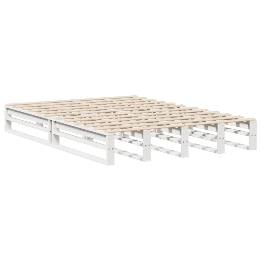 Lit bibliothèque sans matelas blanc 135x190 cm bois massif - 6