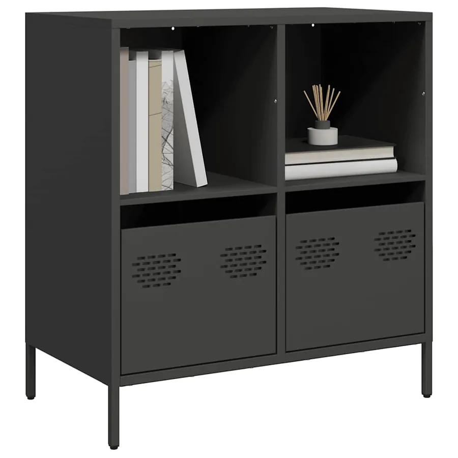 Buffet noir 68x39x73,5 cm acier laminé à froid