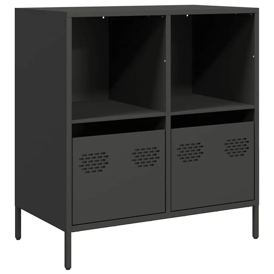 Buffet noir 68x39x73,5 cm acier laminé à froid - 2
