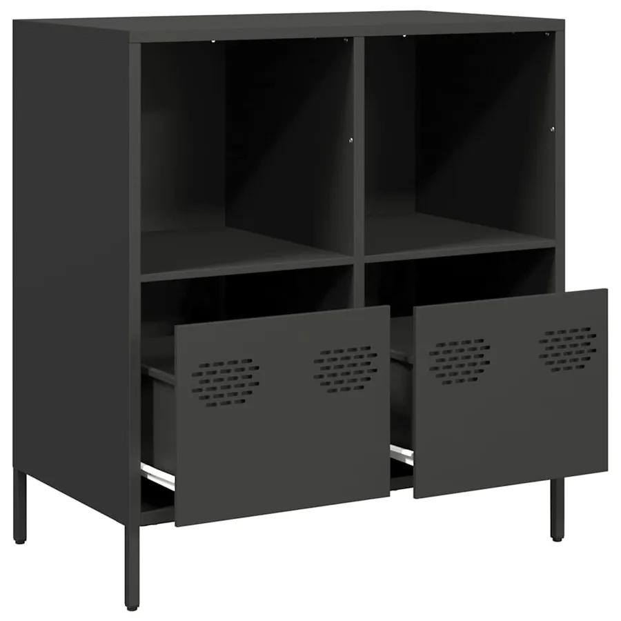 Buffet noir 68x39x73,5 cm acier laminé à froid - 5