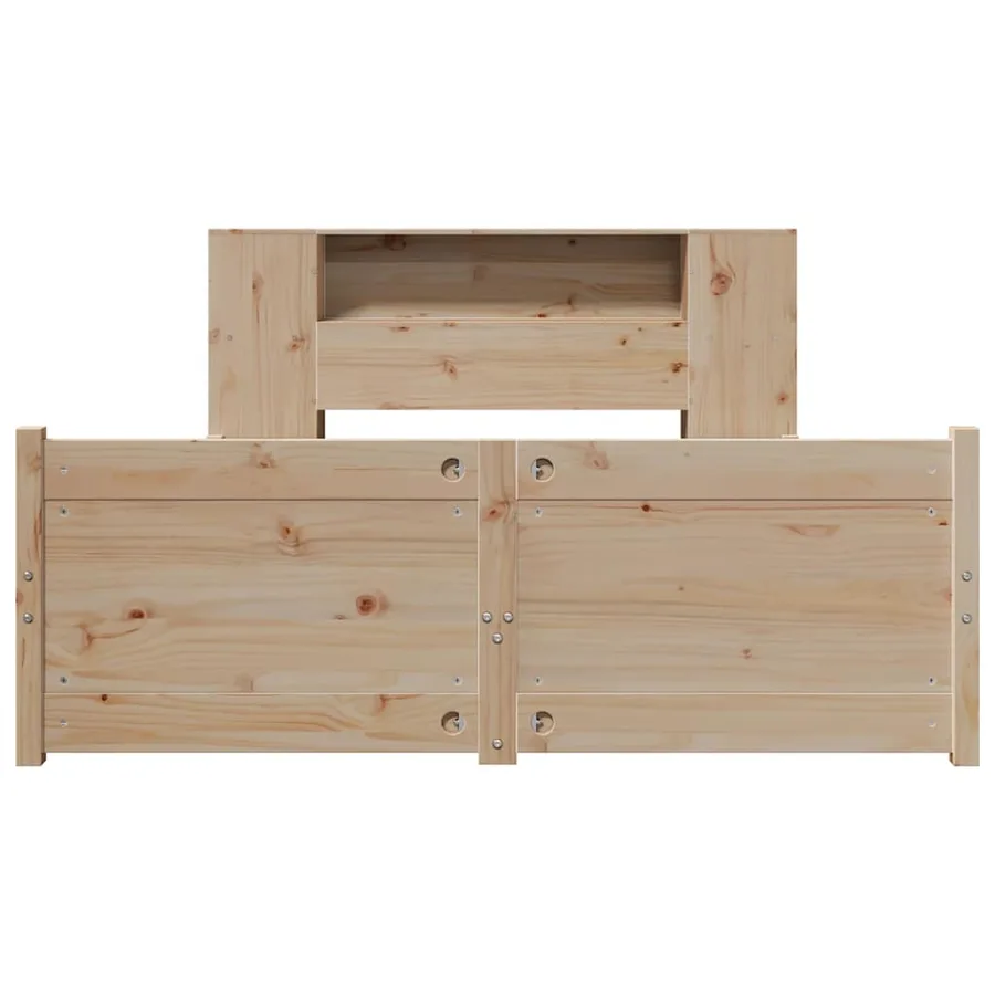 Lit bibliothèque sans matelas 135x190 cm bois de pin massif - 4