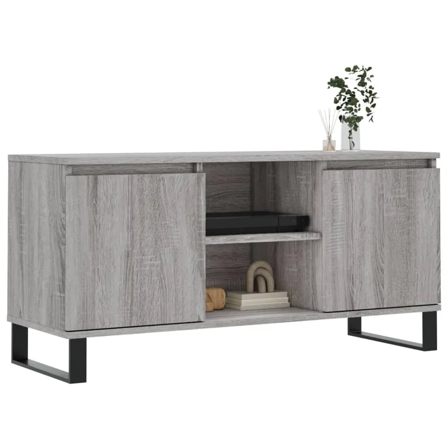 Meuble TV sonoma gris 104x35x50 cm bois d'ingénierie - 3