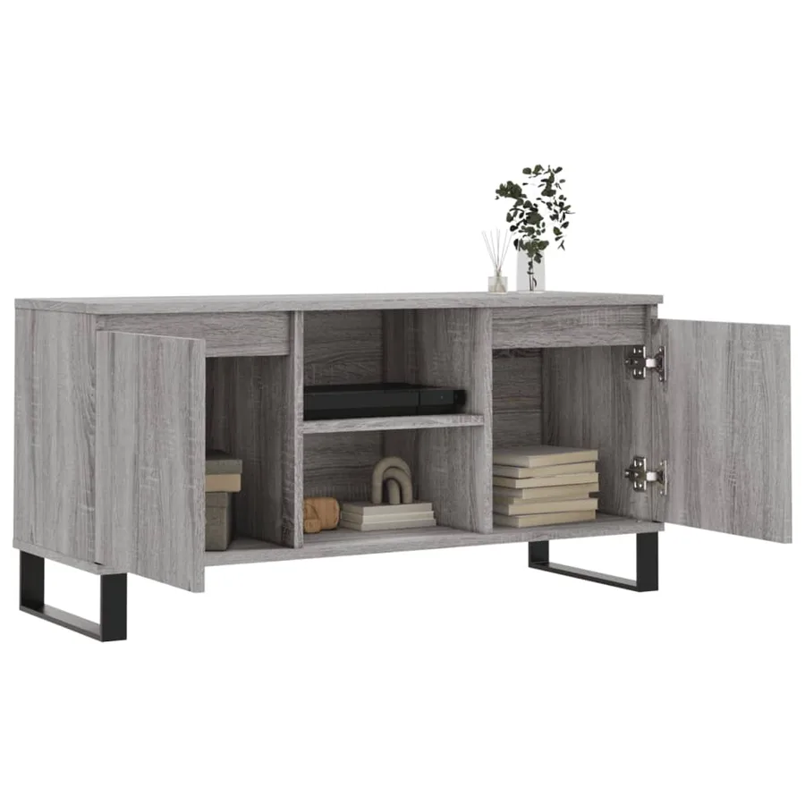 Meuble TV sonoma gris 104x35x50 cm bois d'ingénierie - 4