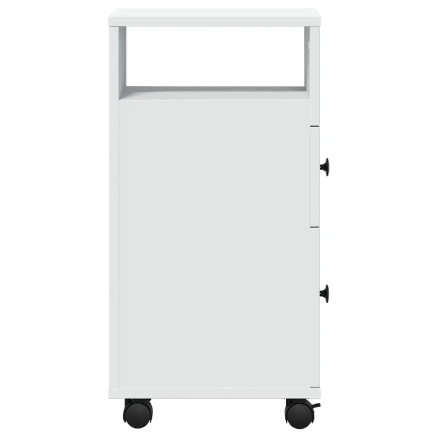 Meuble étroit de salle de bain à roulettes blanc - 5